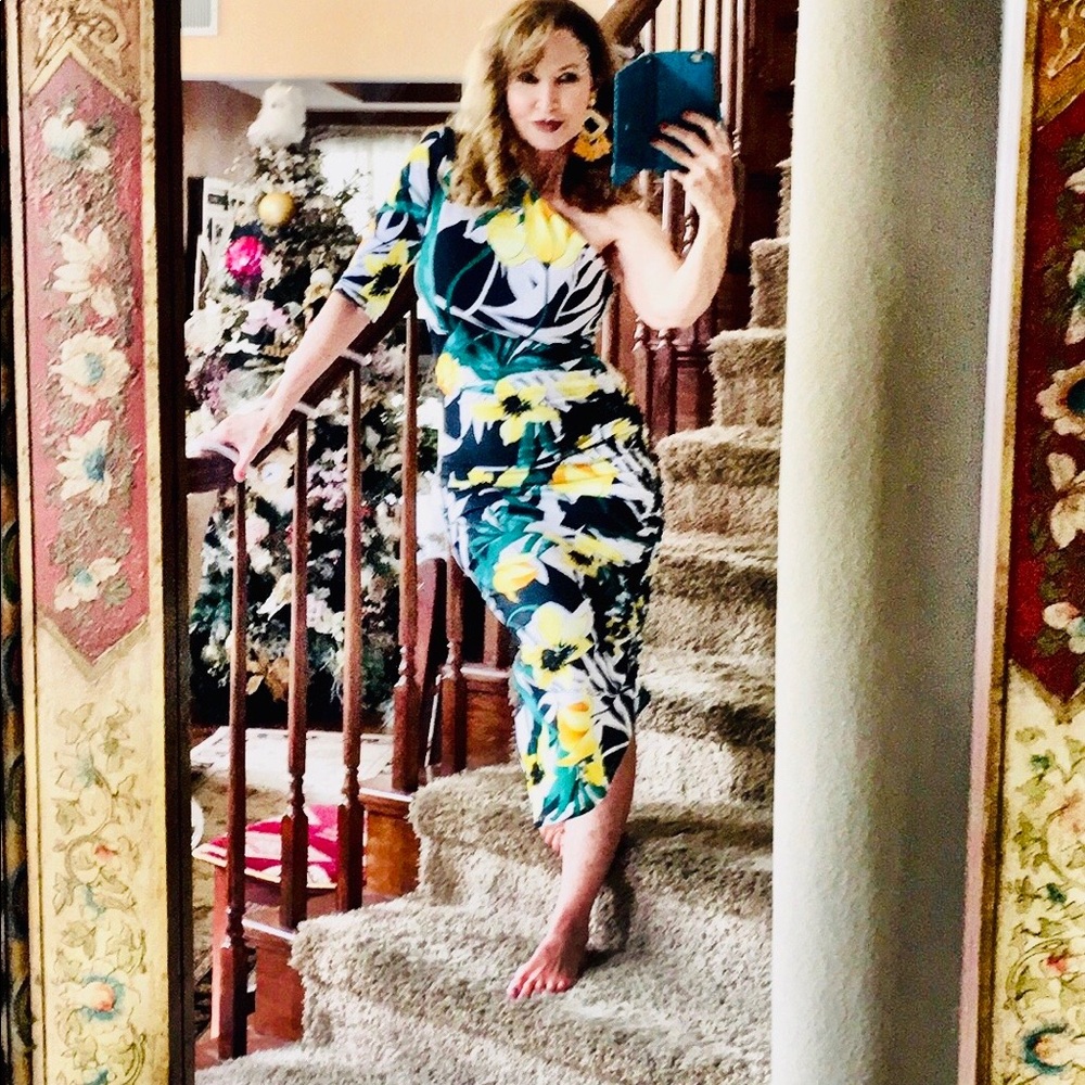 Spandex/Nylon Ruched Pullover MidLength Dress